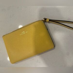 Small Yellow Leather Coach Wristlet